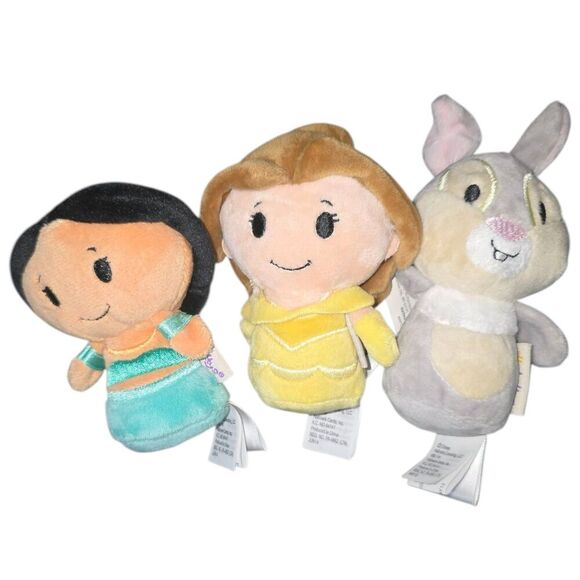 Bundle Of 3 - Hallmark Itty Bittys Disney Princesses Belle Jasmine Thumper Plush - Picture 1 of 7